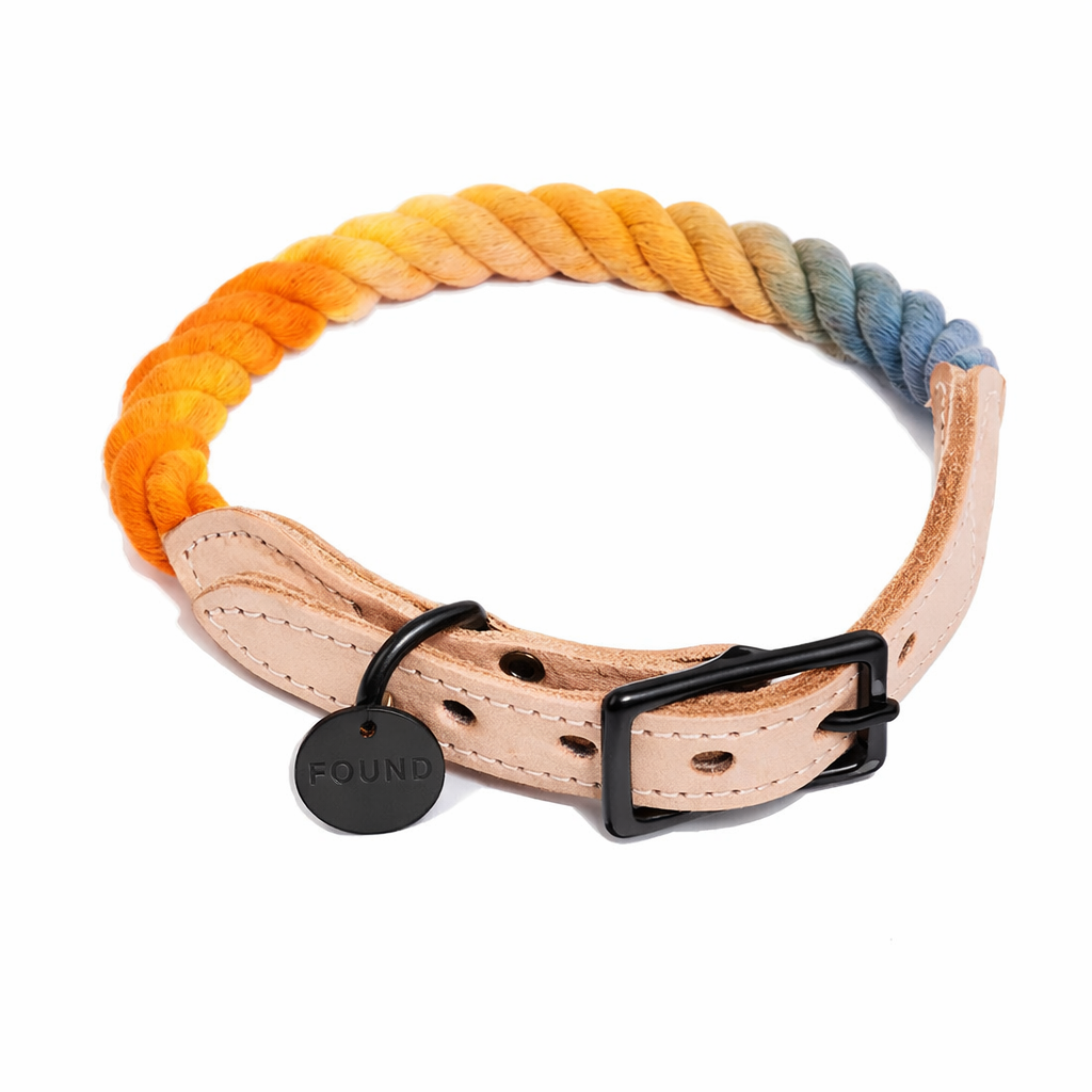 Soleil Cotton Rope Cat & Dog Collar – Matte Black Hardware