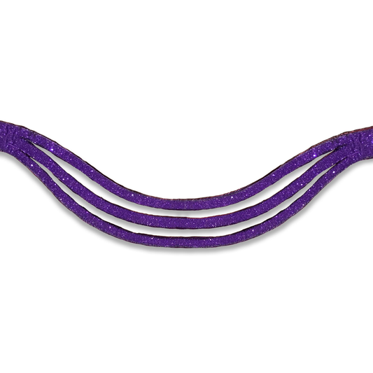 Purple Amethyst Browband by Southlake Paws featuring a glittery, three-strand design in vibrant purple.
