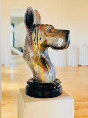 Street Art Silver Great Dane Statue