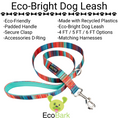 Load image into Gallery viewer, Stripe Dog Leash by EcoBark - Multicolor Padded Comfort Grip Leash - 4ft, 5ft, and 6ft Leash for Small and Medium Dogs
