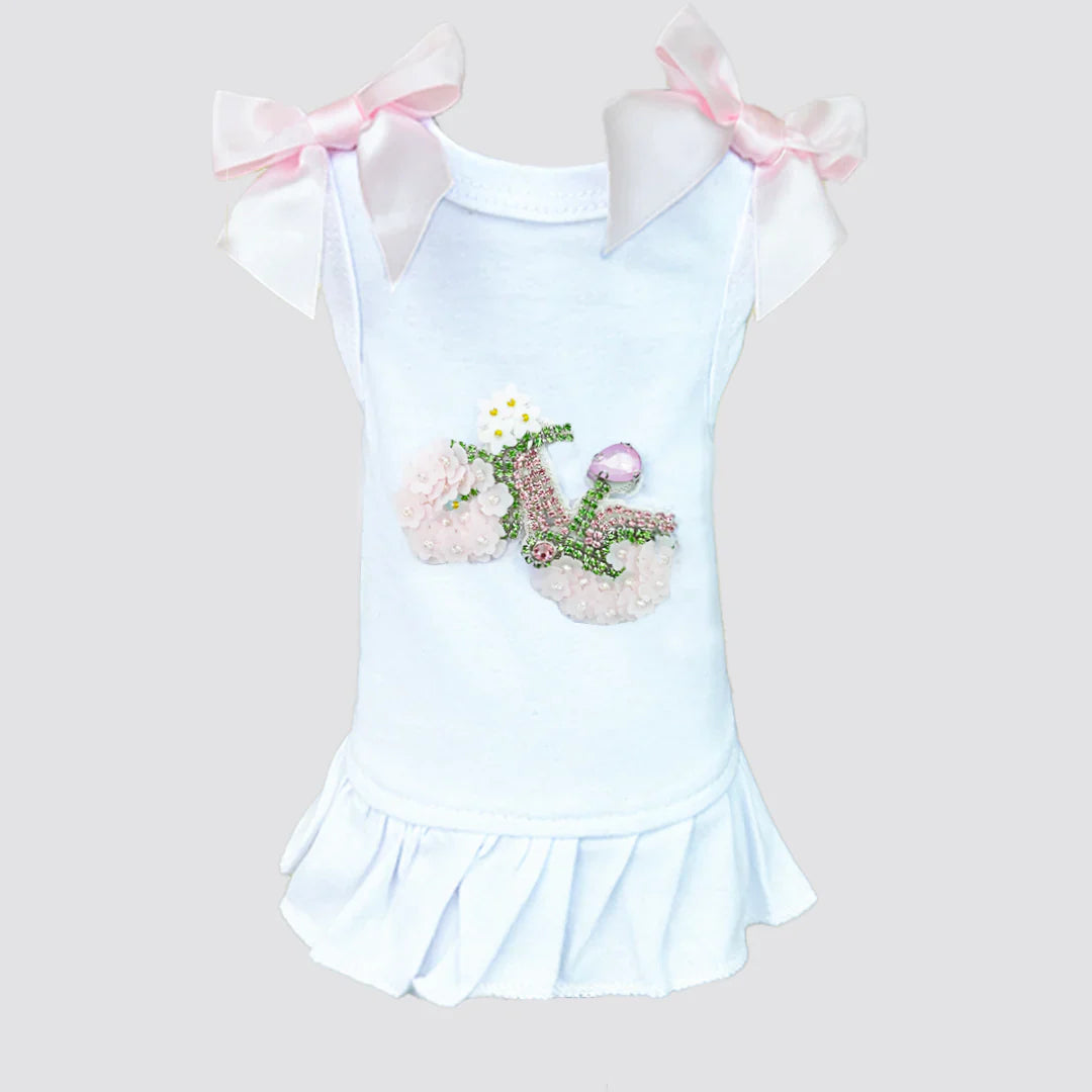 Summer Stroll Faux Fur Satin Swarovski Crystals Crystal Dog Dress - Designer Dog Clothes from Southlake Paws