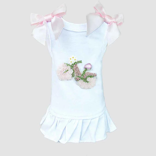Hello Doggie Summer Stroll Faux Fur Satin Swarovski Crystals Crystal Dog Dress