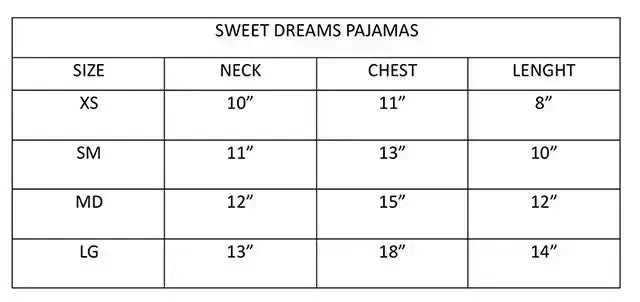 Sweet Dreams Dog Pajamas-White