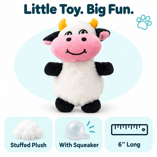 6" Cow Mini Dog Toy
