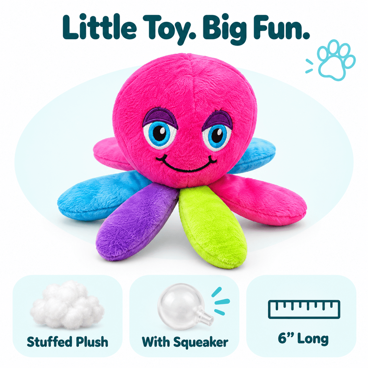 6" Octopus Mini Dog Toy
