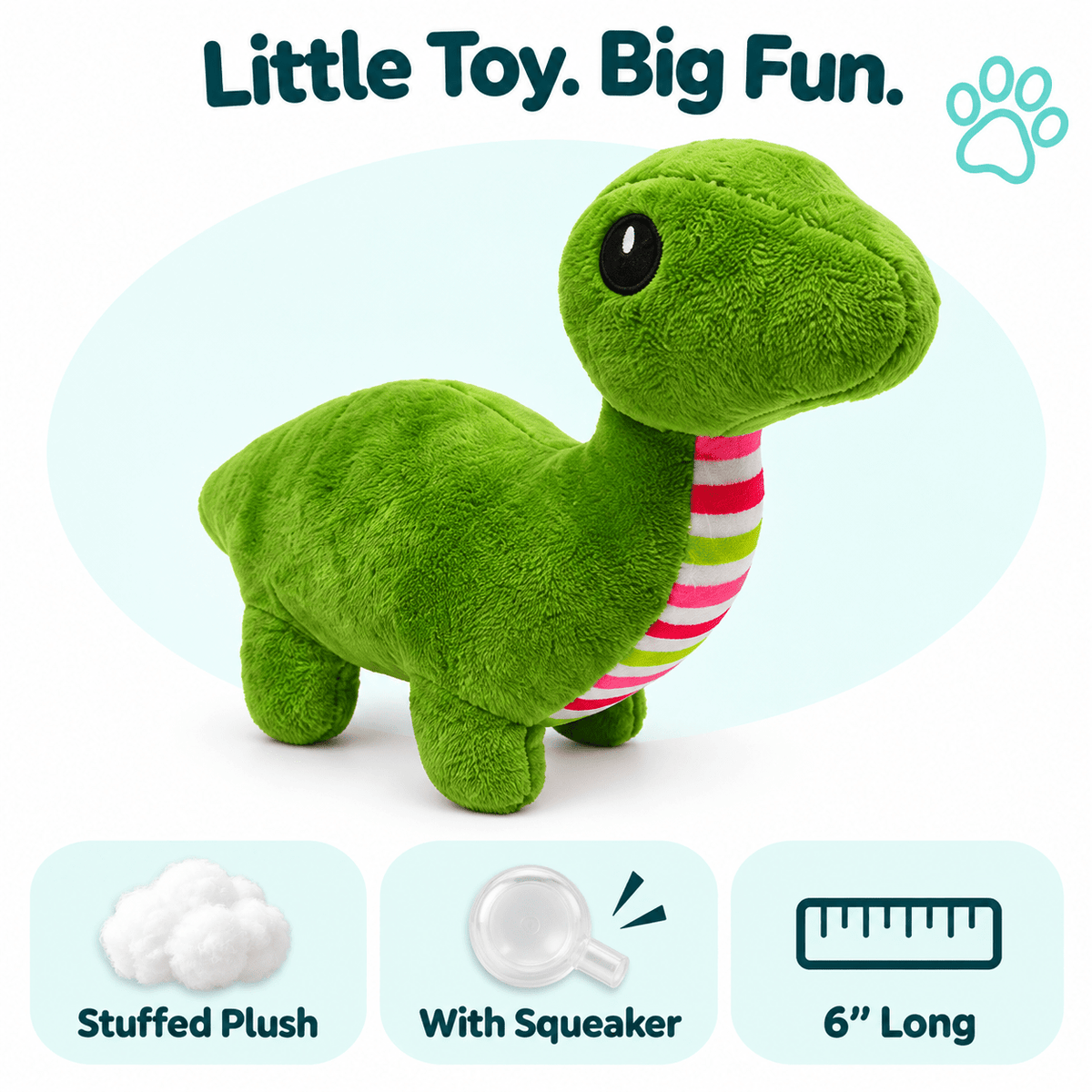 8" Dino Mini Dog Toy