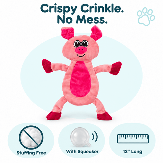 12" Pig Crinkle Flat Dog Toy