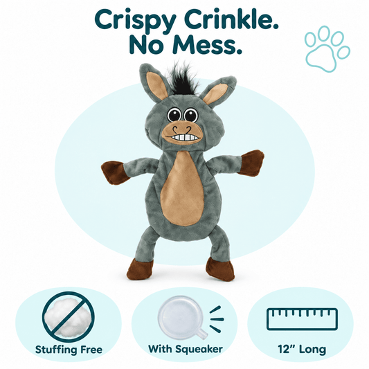 12" Donkey Crinkle Flat Dog Toy