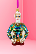 Load image into Gallery viewer, Tattoo Santa Glass Christmas Ornament - Southlake Paws
