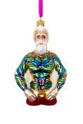 Load image into Gallery viewer, Tattoo Santa Glass Christmas Ornament - Southlake Paws
