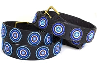 TKC Blue Brown Circles Belt Wide Width - Brass Buckle
