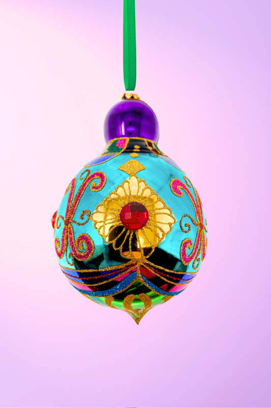 Topaz Sparkling Gem Glass Christmas Bauble - Southlake Paws