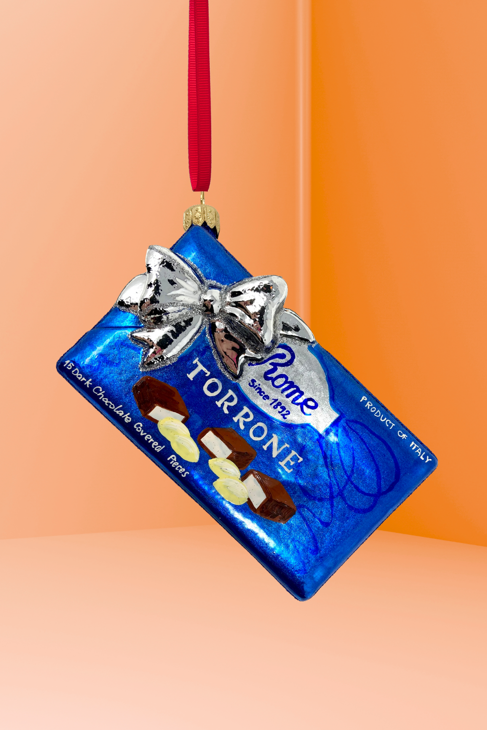 Blue Torrone Candy Box Polish Glass Ornament - Southlake Paws