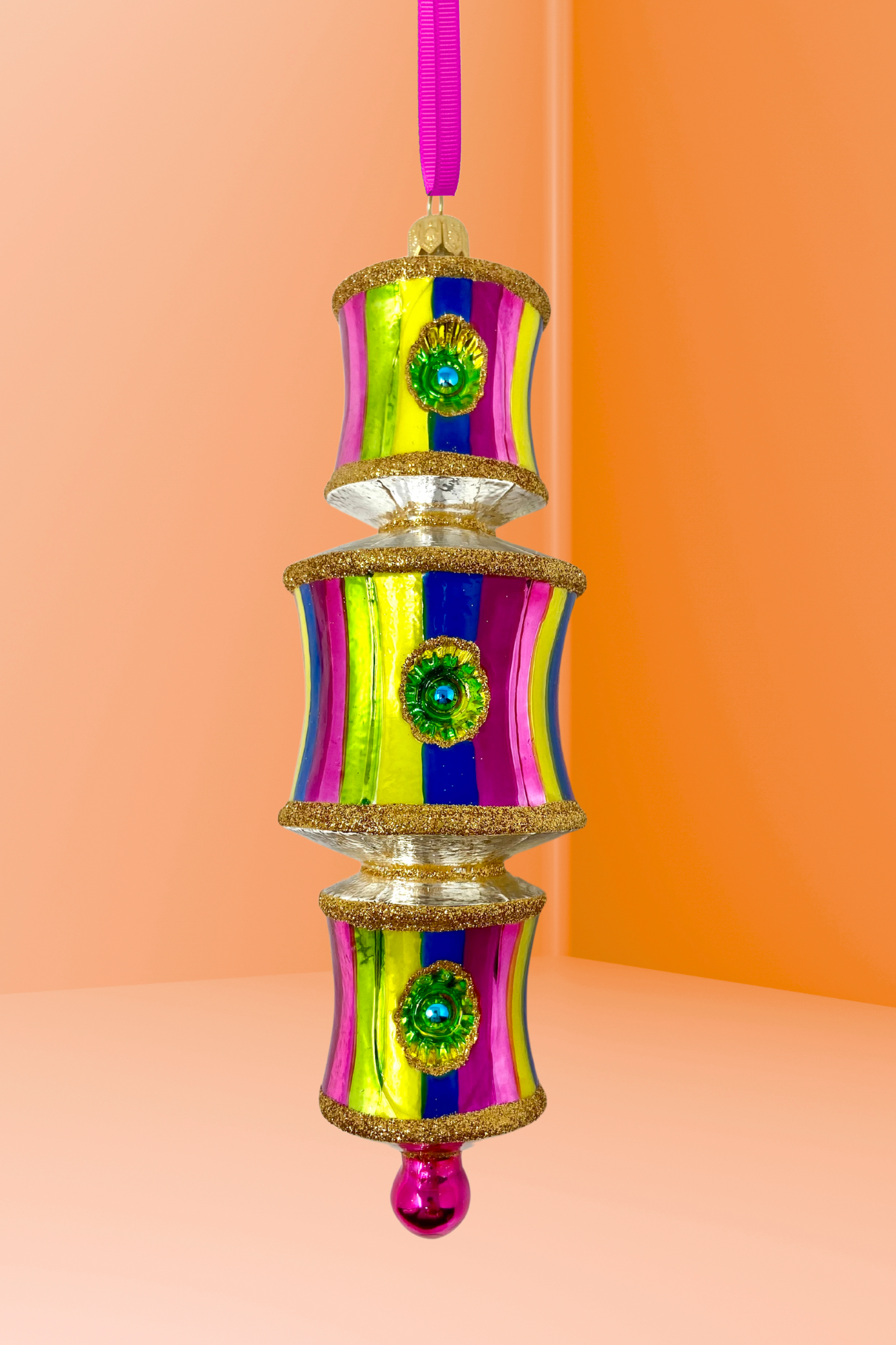 Tropicana Dazzler Glass Ornament - Southlake Paws