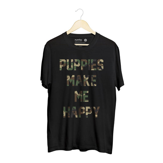 Camo Puppies Make Me Happy | Uni-Sex Crewneck Tee