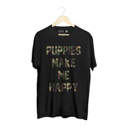 Camo Puppies Make Me Happy | Uni-Sex Crewneck Tee