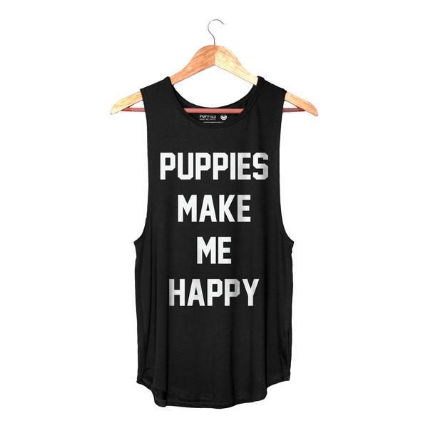 Puppies Make Me Happy |  Women's Sleeveless Tank | Made in USA