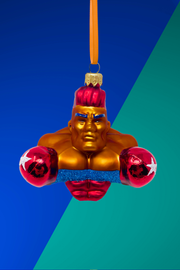 Knockout Boxer Glass Christmas Ornament (Tyson)