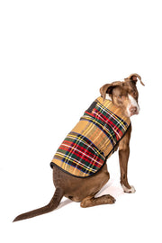 Tan Tartan Plaid Blanket Dog Coat