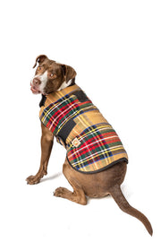 Tan Tartan Plaid Blanket Dog Coat