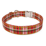 Personalized Tartan Plaid Red Dog Collar