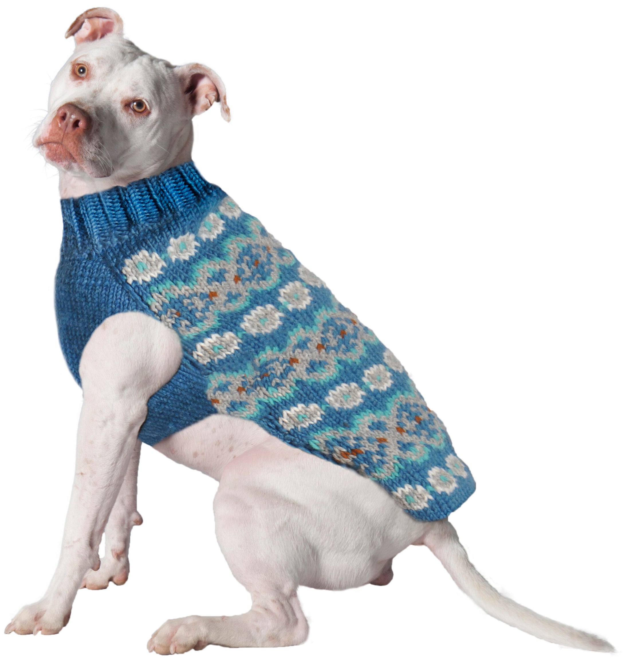Alpaca Teal Fair Isle Dog Sweater