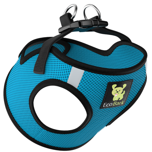 EcoBark Step In Dog Harness - XXXS to Small Breeds- Reflective Soft Mesh Harness for Teacup, Small Dogs and Puppies / Teal