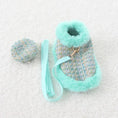 Load image into Gallery viewer, Tres Chic Aqua Tweed Dog Coat, Hat & Leash Set - Southlake Paws
