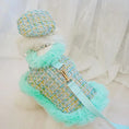 Load image into Gallery viewer, Tres Chic Aqua Tweed Dog Coat, Hat & Leash Set - Southlake Paws

