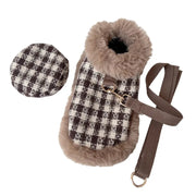 Tres Chic Brown Tweed Dog Coat, Hat & Leash Set