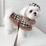 Tres Chic Brown Tweed Dog Coat, Hat & Leash Set