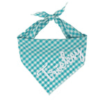 Turquoise Blue Gingham Tie Bandana