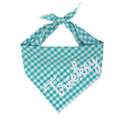 Turquoise Blue Gingham Tie Bandana