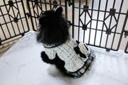 Handmade Luxury Pet Tweed Coat Dog Dress Outfit For Winter Fashion 
