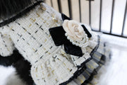 Handmade Luxury Pet Tweed Coat Dog Dress Outfit For Winter Fashion 