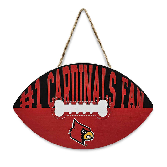 Louisville Cardinals Football Shape Sign
