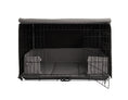 Load image into Gallery viewer, Southlake Paws All in 1 Crate Kit Set includes a wire crate with a soft gray cover and padded bedding for comfort.
