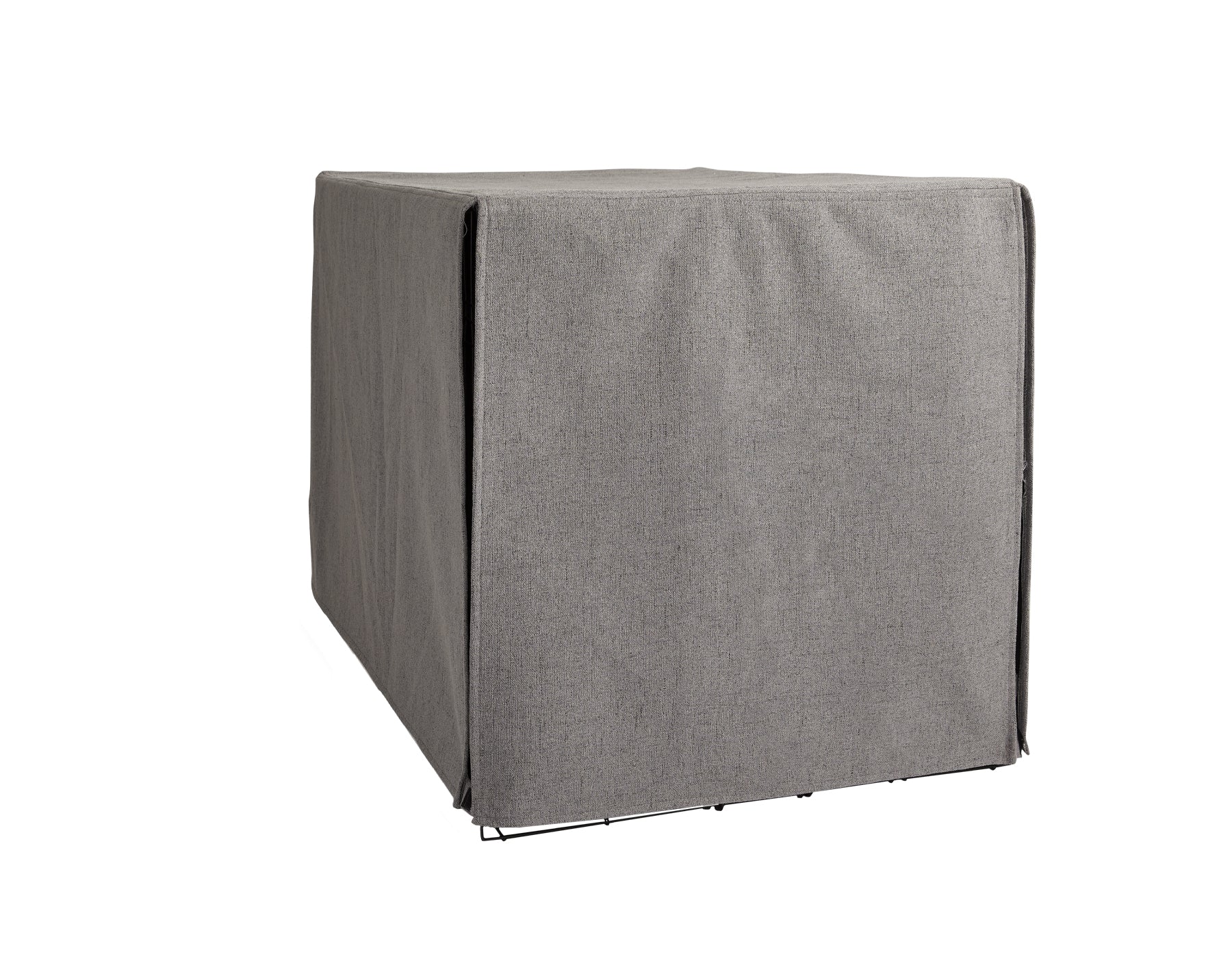 Southlake Paws All in 1 Crate Kit Set includes a wire crate covered with a gray fabric cover for a stylish look.