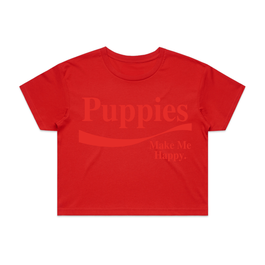 Enjoy Puppies Make Me Happy | Crop Tee | Red Font