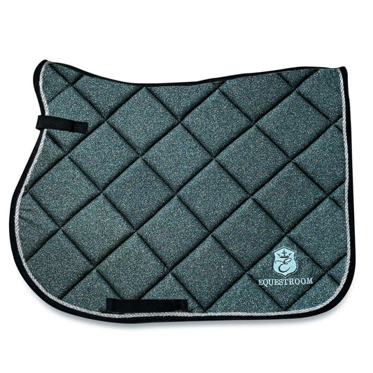 Jade Green Saddle Pad by Southlake Paws, featuring a quilted design with a shimmering finish and black trim.