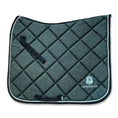 Load image into Gallery viewer, Jade Green Saddle Pad by Southlake Paws, featuring a quilted design with a sparkly finish and black trim.
