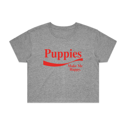 Enjoy Puppies Make Me Happy | Crop Tee | Red Font