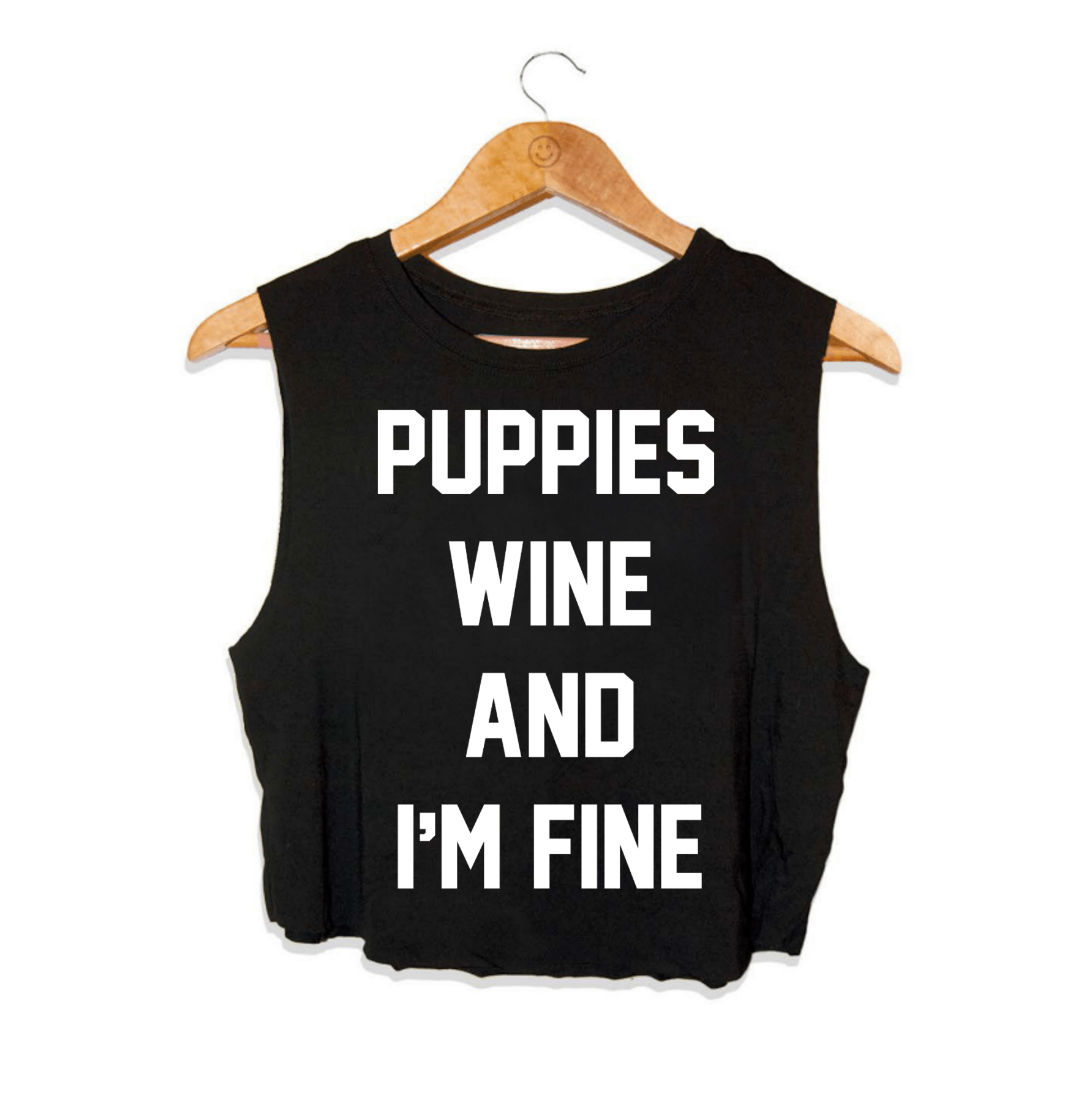 Puppies Wine & I'm Fine Crop Tank | Gift for Dog Mom | Made in USA