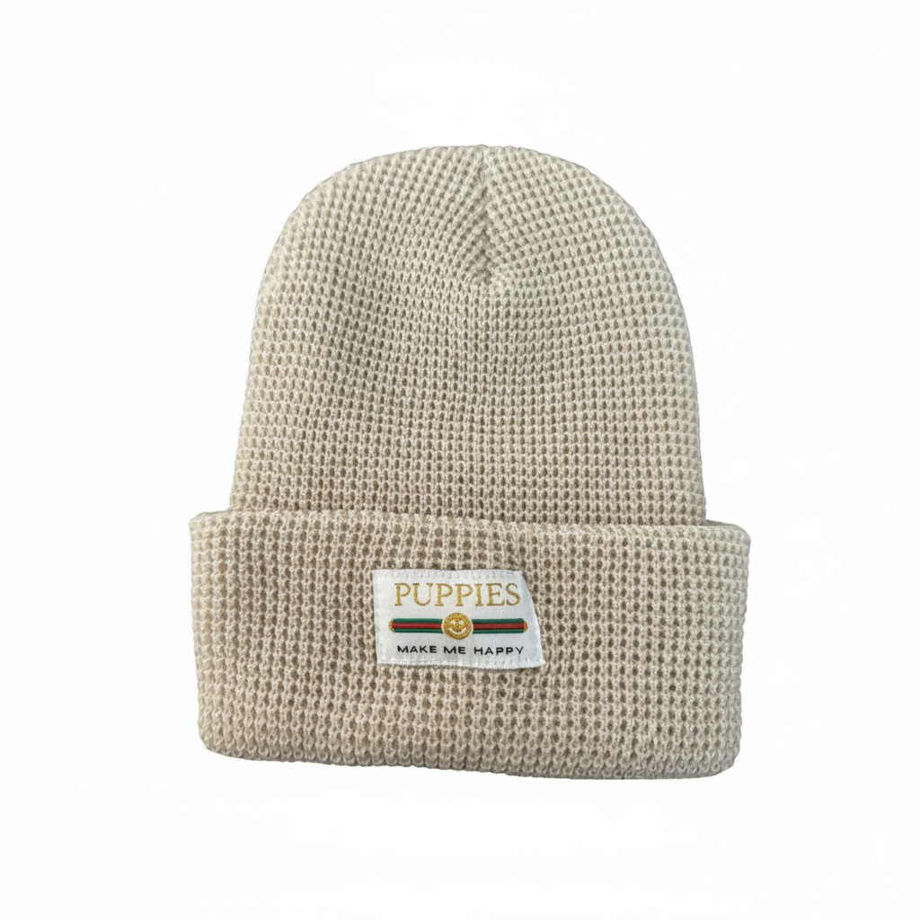 Pup Lux Gold Label Waffle Beanie | Knit Cap Best Gift for Dog Lovers | 10 Colors
