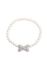 Rhinestone Bone Pearl Necklace, Ivory