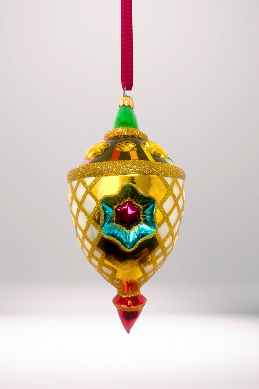 Venetian Harlequin Glass Christmas Ornament - Southlake Paws