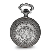Charles Hubert Antique Chrome Finish 2 Horses Pocket Watch