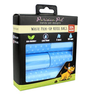 Parisian Pet 'Stripes & Dots' Waste Bags - Blue, Disposable, Leak-Proof, Eco-Friendly Dog Waste Bags for Dogs & Cats