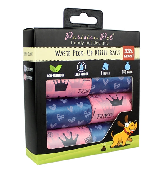 Parisian Pet 'Princess Hearts' Waste Bags for Dogs & Cats - Eco-Friendly, Durable, Leak-Proof Pink Pet Waste Bags