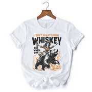 Alcohol Humor Retro T-Shirt, Funny Whiskey White and Natural Western Tee for Country Girl 